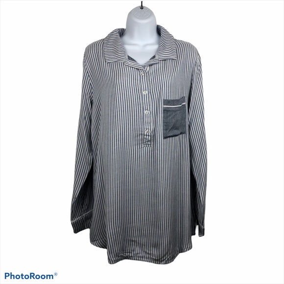 NWT Plush Apparel Revolve Boyfriend Striped Sleep Shirt Size Small Oversized - Picture 1 of 12